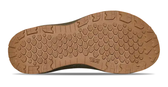 Bottom tread of a sandal on a white background.