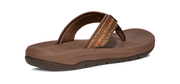 Side view of a brown flip flop on a white background.