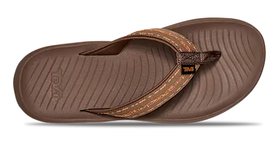Brown flip flop on a white background.