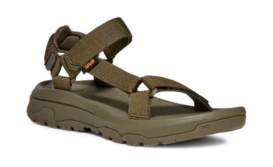 Dark green sandal on a white background.