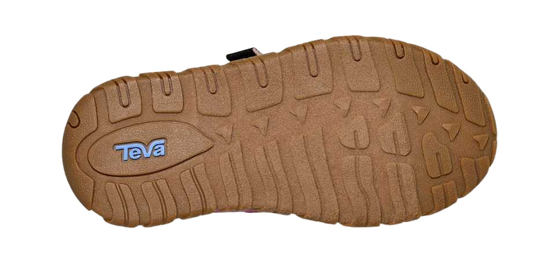 Brown shoe sole with Teva logo on a white background
