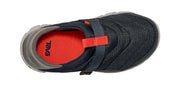 Navy blue shoe with red interior and Teva logo on a white background