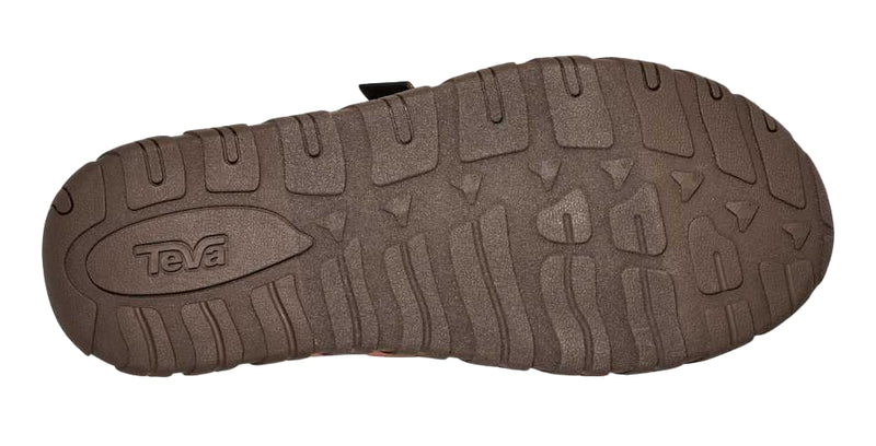 Brown shoe sole with Teva logo on a white background