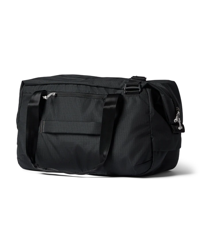 A black duffel bag