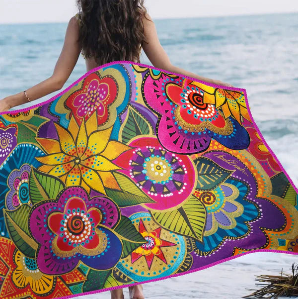 Oversized Beach Towel 40x63" - Microfiber, Quick-Dry with Drawstring Pouch