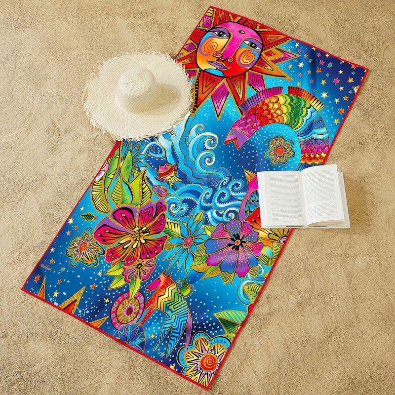 Oversized Beach Towel 40x63" - Microfiber, Quick-Dry with Drawstring Pouch