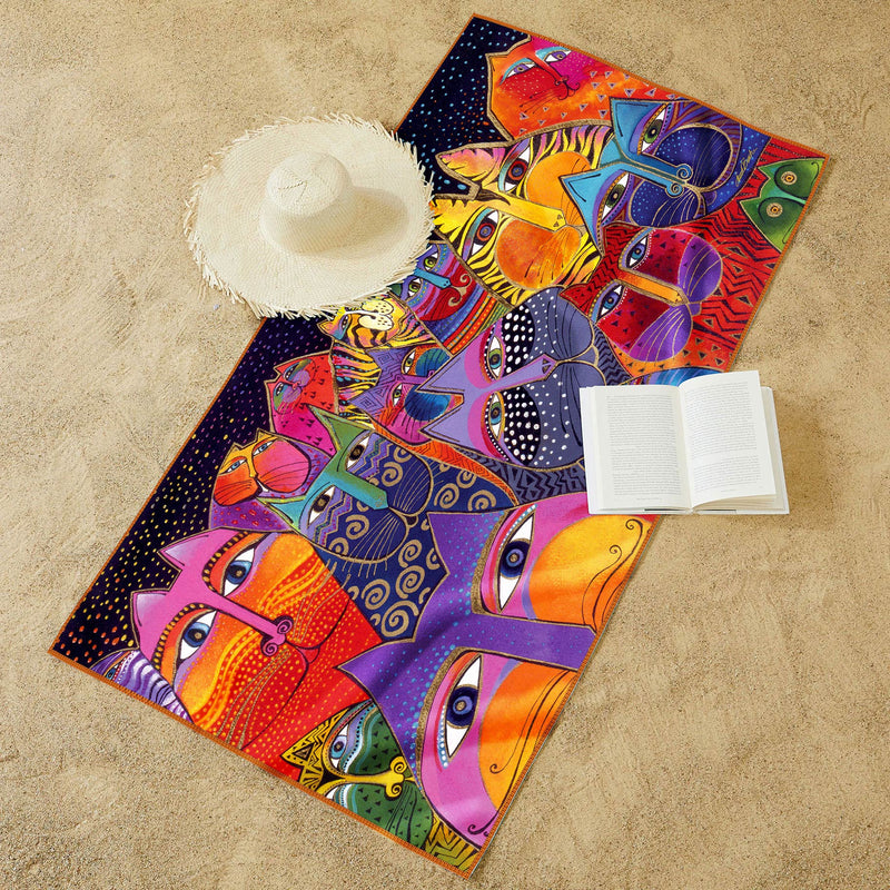Oversized Beach Towel 40x63" - Microfiber, Quick-Dry with Drawstring Pouch