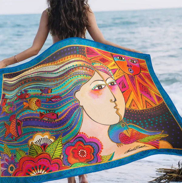 Oversized Beach Towel 40x63" - Microfiber, Quick-Dry with Drawstring Pouch
