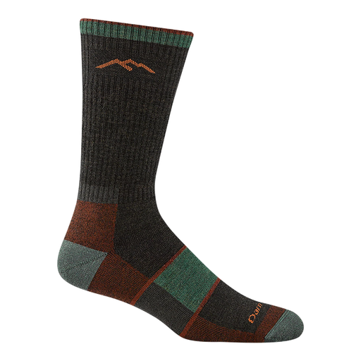 Black patterned crew socks on a white background.