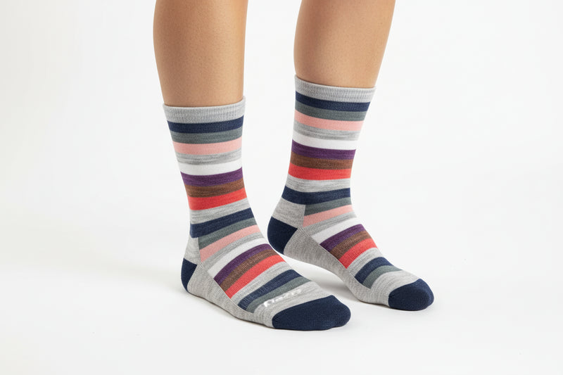 Women's Mystic Stripe Crew Light Cushion Socks | Ash