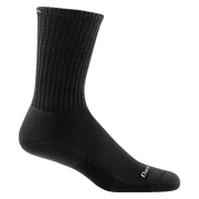 Black crew sock on a white background.