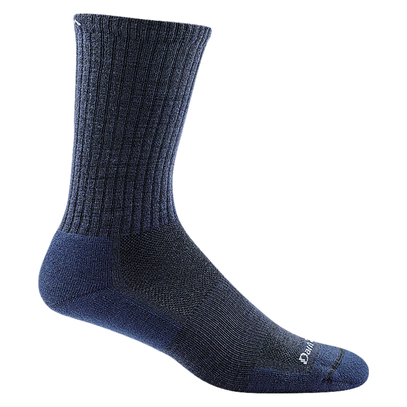 Navy crew sock on a white background.