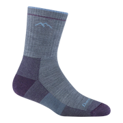 Blue crew socks on a white background.