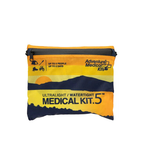 A yellow bag of medical supplies on a white background