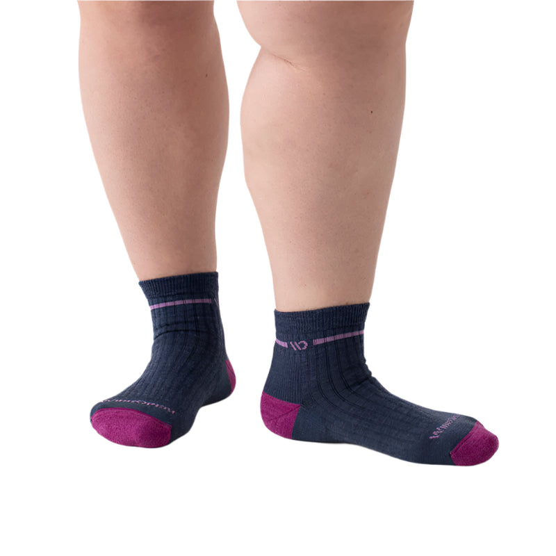 Women’s Single Stripe Wide Cushioned Quarter Socks