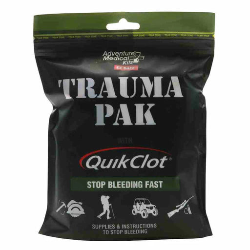 A black bag with a wound first aid kit on a white background