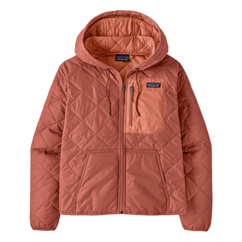 Women's Diamond Quilted Bomber Hooded Jacket | Potters Red