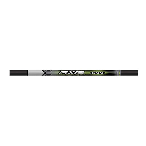 A 5mm carbon shaft from the AXIS series, featuring a black and silver design with green accents and white lettering, shown horizontally against a plain white background.