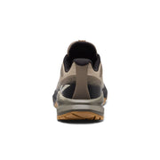 keen Targhee Apex in dusty light brown with darker brown ascents with a black and green sole with brown tread.
