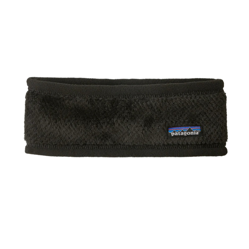 Black headband with Patagonia logo on a white background