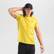 Man wearing a black and grey cap on a white background.
