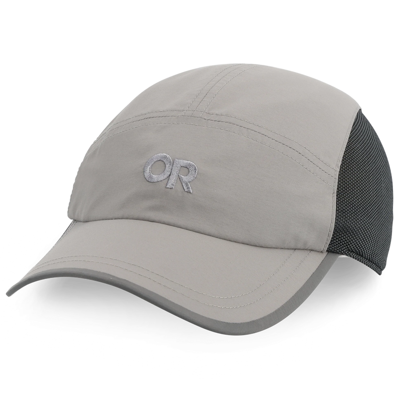Gray cap with mesh back on a white background