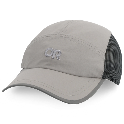 Gray cap with mesh back on a white background