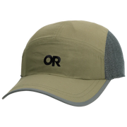 Olive and grey cap on a white background. 