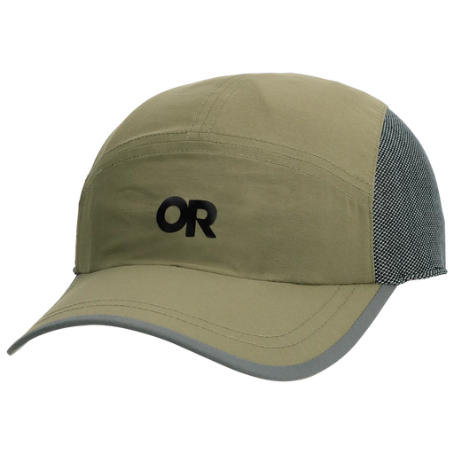 Olive and grey cap on a white background. 