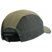 Olive and grey cap on a white background.