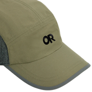Olive and grey cap on a white background.