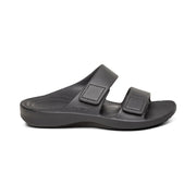 Gray sandal with two straps on a white background