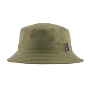 Green bucket hat with a brand logo on a white background