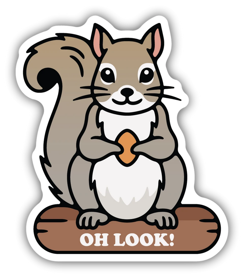 Oh Look, Squirrel On Log 3" Sticker