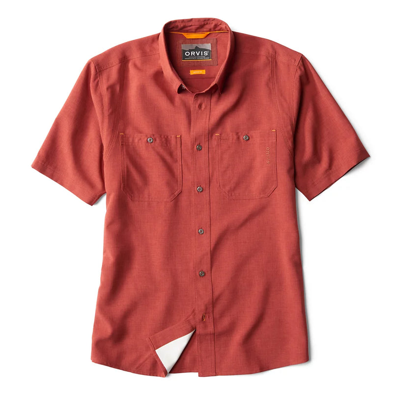 Men's Tech Chambray Short Sleeve Shirt | Deep Red