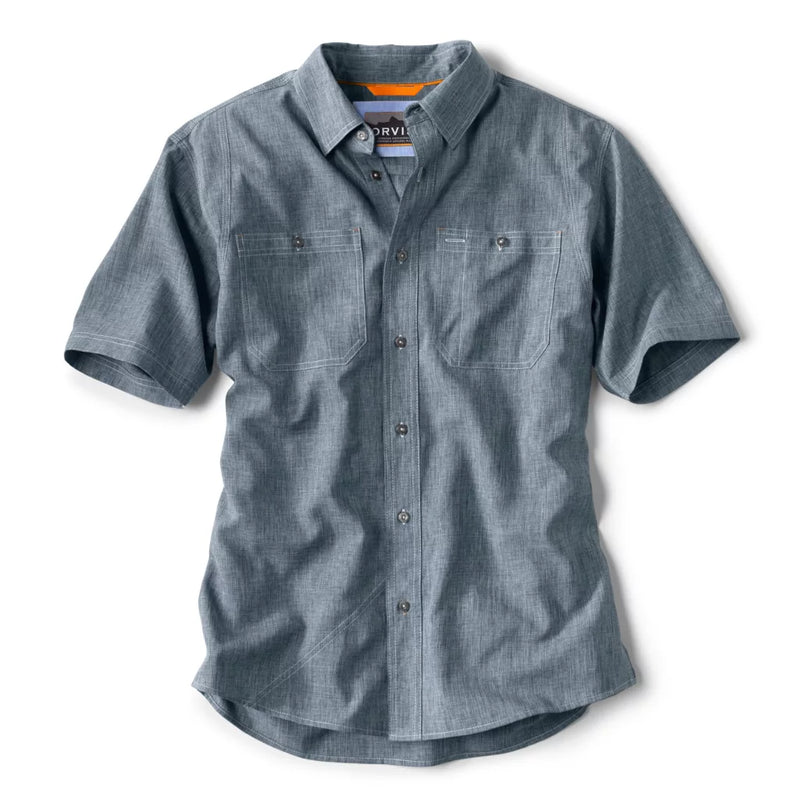 Men's Tech Chambray Short Sleeve Shirt | Blue Chambray