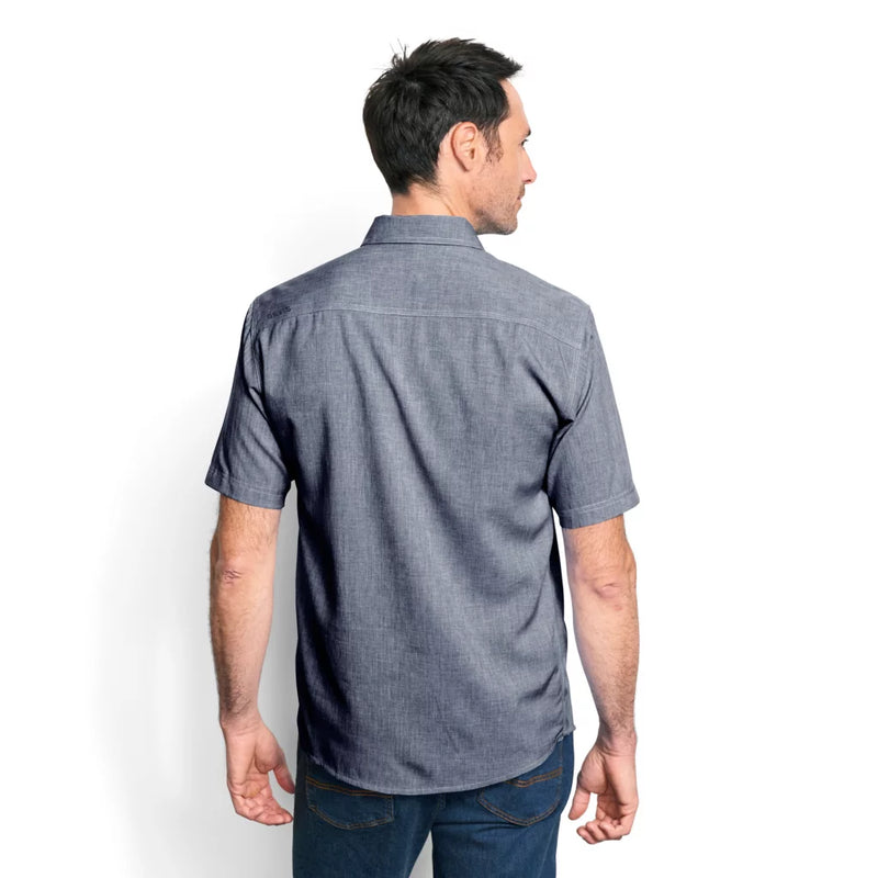 Men's Tech Chambray Short Sleeve Shirt | Blue Chambray