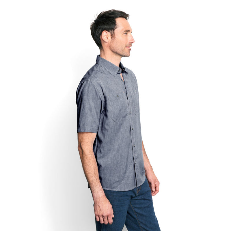 Men's Tech Chambray Short Sleeve Shirt | Blue Chambray