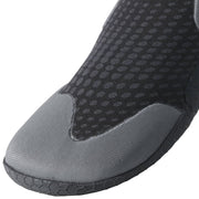 Close-up of a gray wetsuit boot with textured surface on a light gray background