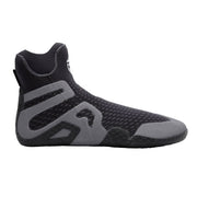 Black and gray wetsuit boot on a white background