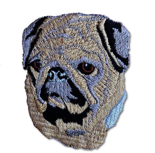 Pug Face Embroidered Iron-On Patch