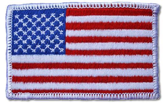 Left Arm American Flag with Border Embroidered Iron On Patch