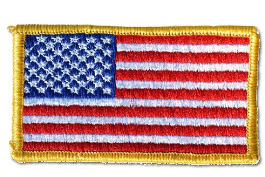 Left Arm American Flag with Border Embroidered Iron On Patch