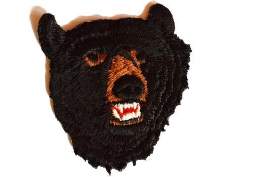 Black Bear Head Embroidered Iron-On Patch