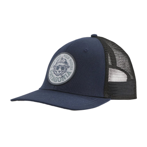 Navy blue cap with black mesh back and brand logo on a white background