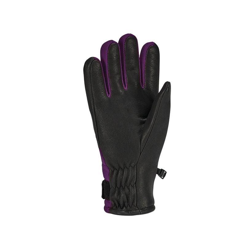 Black glove with purple accents on a light gray background