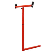 Red metal bracket on a white background