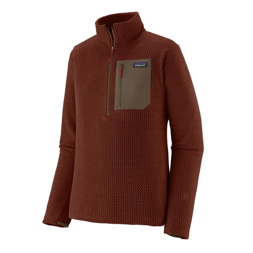 Brown fleece pullover with a pocket on a white background
