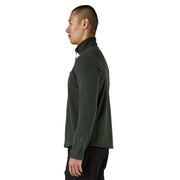 Man wearing a green textured jacket on a white background