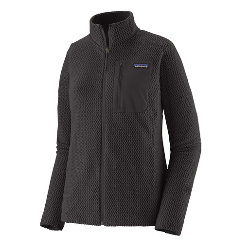 Black fleece jacket with Patagonia logo on a white background